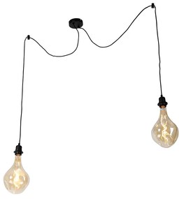 Függesztett lámpa fekete 2 fényes LED arany fényerőszabályzóval - Cava Luxe