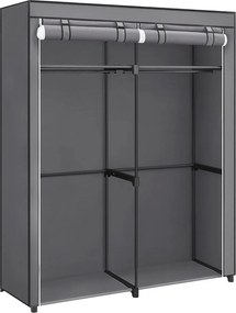 Ruhatároló szervező, mobil szövet ruhásszekrény akasztókkal 140 x 43 x 174 cm, szürke