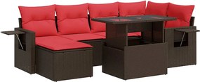 vidaXL 7 részes barna polyrattan akácfa kerti ülőgarnitúra párnákkal