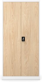 Fém iratszekrény JAN, 900 x 1850 x 400 mm, Eco Design: fehér/ sonoma tölgy