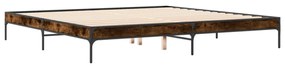 füstös tölgyszínű szerelt fa és fém ágykeret 200 x 200 cm