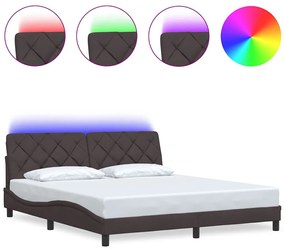 sötétbarna szövet ágykeret LED-es matrac nélkül 180 x 200 cm