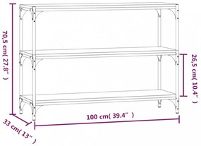 fekete szerelt fa és acél könyvszekrény 100 x 33 x 70,5 cm
