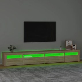 sonoma tölgy színű TV-szekrény LED-lámpákkal 270x35x40 cm