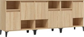 vidaXL 3 db sonoma tölgy színű szerelt fa tálalóasztal 60 x 35 x 70 cm