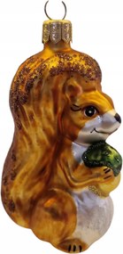 Karácsonyfa gömb üveg alakú mókus vörös