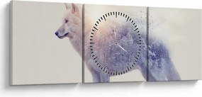 Kép - Vad tájakat tükröző sarkvidéki farkas (órával) (90x30 cm)