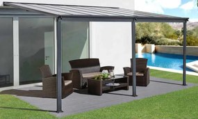 Féltetős alumínium pergola P-496-1 antracit átlátszó tetővel 303 cm x 496 cm