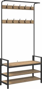 vidaXL Kabáthorog polcokkal Artisan tölgy 95 x 34 x 184 cm Faanyag