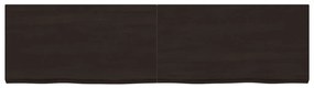 sötétbarna kezelt tömör tölgyfa fali polc 220 x 60 x (2-6) cm