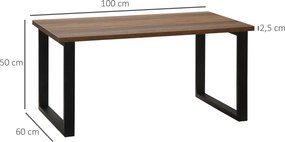 HOMCOM Téglalap Alakú Kávézóasztal Ipari Stílusban Fém Lábbal és Fa Hatású Top - 100 x 60 x 50 cm | Aosom