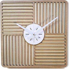 Nagy, Modern Falióra, Fa, Lamellák, Loft,nappaliba, Négyzet