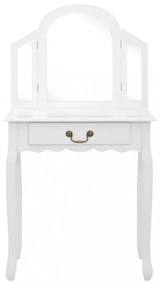fehér császárfa MDF fésülködőasztal ülőkével 65x36x128 cm