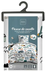 Fehér egyszemélyes pamut gyerek ágyneműhuzat 140x200 cm Pti Bolide – douceur d'intérieur