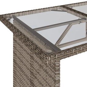 szürke polyrattan üveglapos kerti asztal 110x68x70 cm