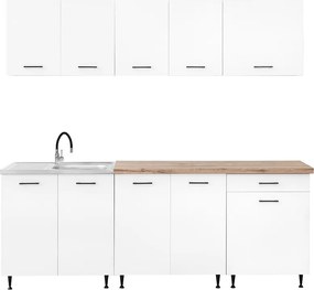 Primo 220 konyhabútor fehér, charlestone tölgy munkalappal