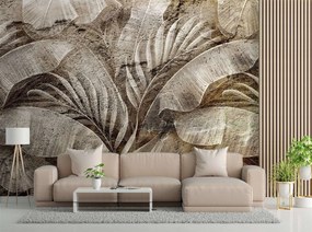 Gario Fotótapéta Trópusi levelek a betont imitáló textúrán Anyag: Vlies, Méretek: 100 x 70 cm