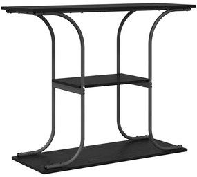 Konzolasztal polcokkal Musta tammi 101 x 35 x 80.5 cm Faanyag