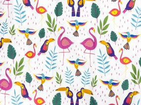 Pamut ágynemű kiságyba TROPICAL FLAMINGO fehér Ágyneműhuzat mérete: 45 x 65 cm | 90 x 135 cm