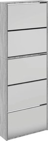 vidaXL 5 szintes szürke sonoma cipőszekrény tükörrel 63x17x169,5 cm