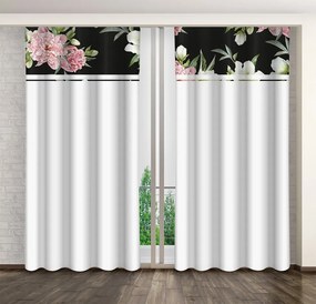 Egyszerű fehér függöny rózsaszín és fehér pünkösdi rózsaszínű függönyökkel Szélesség: 160 cm | Hossz: 270 cm