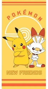 Pokémon Pikachu és Scorbunny gyerek törölköző, 70 x 140 cm