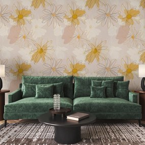 Fotótapéta - Margaréták bézs színekben (147x102 cm)