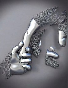 Vászon fali poszter keret nélkül 60x90cm mintás fém kezek