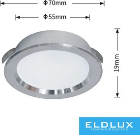 UNIVERSO mini spot lámpatest 3w 4000k 240lm 120° IP20 ∅70×19mm ezüst