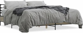 vidaXL sonoma tölgyszínű szerelt fa és fém ágykeret 200 x 200 cm