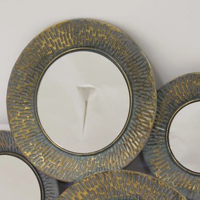 Kör alakú fali tükör kompozíció bronz színű fém keretben 81,5x128x5cm