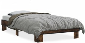 vidaXL füstös tölgyszínű szerelt fa és fém ágykeret 75 x 190 cm