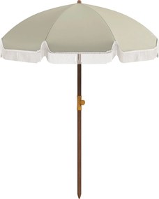 Outsunny Nagy Strandernyő Fringes Ø190 cm Kültéri Teraszernyő UV40+ Védelemmel, Szélálló, Vízálló, 32 mm Átmérőjű Cövek és Világos Olajzöld Szállítótá