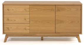 Natúr színű alacsony komód tölgyfa dekorral 149x75 cm Kensal – Woodman