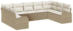 vidaXL Kanapé Szett párnával 9 pcs Bézs Poly Rattan