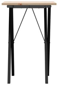 tömör fenyőfa és acél étkezőasztal X-vázzal 50x50x75 cm