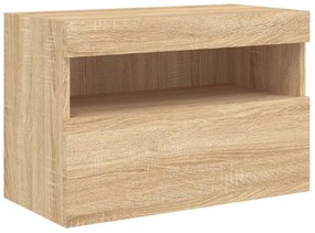 sonoma tölgy színű fali TV-szekrény LED-ekkel 60x30x40 cm