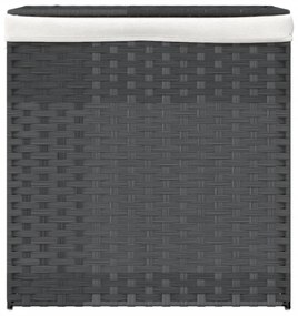 szürke polyrattan szennyeskosár 2 rekesszel 53x33x57 cm