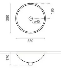 Bathco 0052 - Süllyesztett mosdó CERDENA, átmérő 38 cm, porcelán/fehér