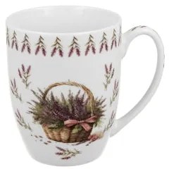 Porcelán levendula virágos bögre dísztasakkal Basket of Flowers Lavender