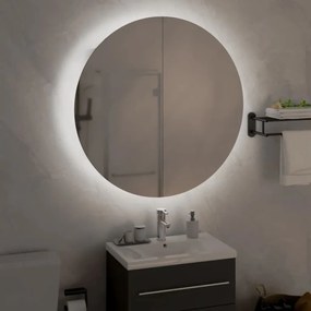 fehér fürdőszobai szekrény kerek tükörrel/LED-del 54x54x17,5 cm