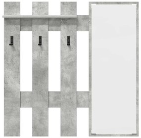 Fali Kabáthorog tükörrel Beton szürke 100 x 10 x 100 cm Faanyag