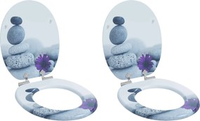 vidaXL Lágy záródású WC ülőke 2 pcs Szürke 44 x 38 cm MDF lap