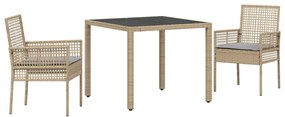 2 db Bézs Polirattan 90 x 90 x 75 cm UV-álló anyagok