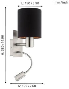 Eglo 96483 - LED flexibilis lámpa PASTERI 1xE27/40W+LED/3,8W fekete