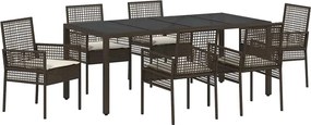 vidaXL Kert étkező szett 7 pcs Barna polirattan