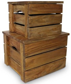 2 részes tömör mahagóni fa tárolóláda szett