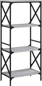 vidaXL 4 szintes szürke sonoma szerelt fa könyvespolc 59 x 35 x 132 cm