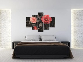 Kép - Vörös virágok sötét háttér előtt (150x105 cm)