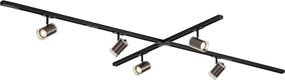 Modern fekete sínrendszer 5 sötét bronz spotlámpával, 1 fázisú - Iconic Lloyd